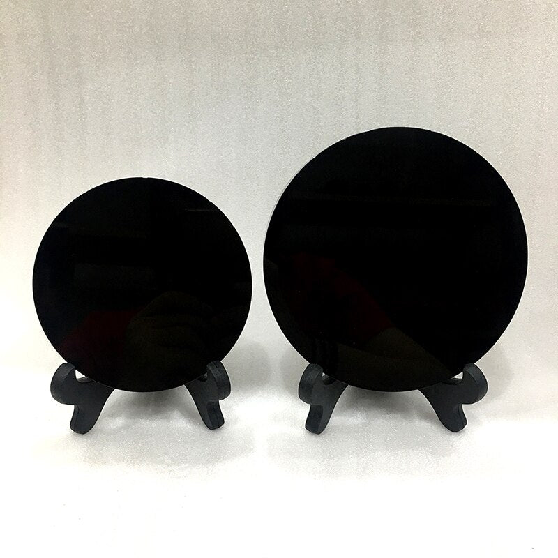 Black Obsidian Scrying Mirror | Divination & Protection Obsidian Crystal Mirror