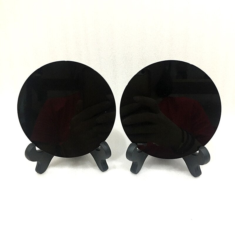 Black Obsidian Scrying Mirror | Divination & Protection Obsidian Crystal Mirror