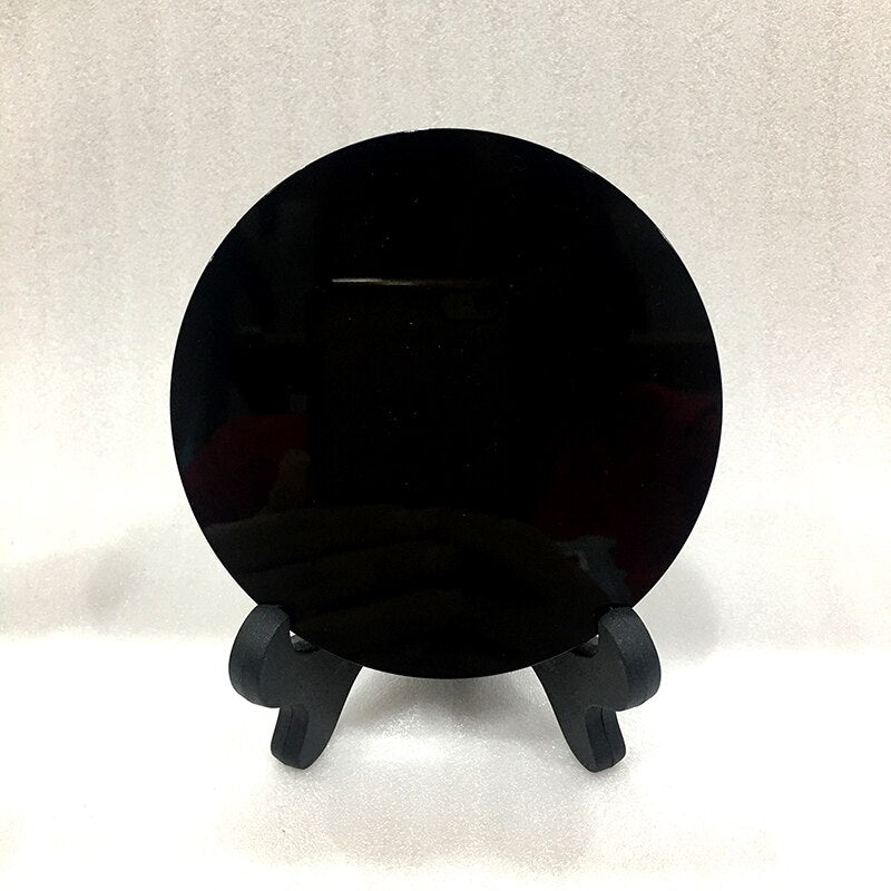 Black Obsidian Scrying Mirror | Divination & Protection Obsidian Crystal Mirror